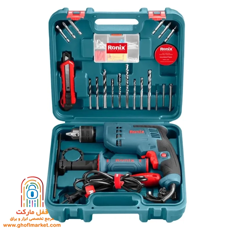 ronix-rs0008-hammer-drill نمای جلو دریل چکشی رونیکس مدل RS-0008