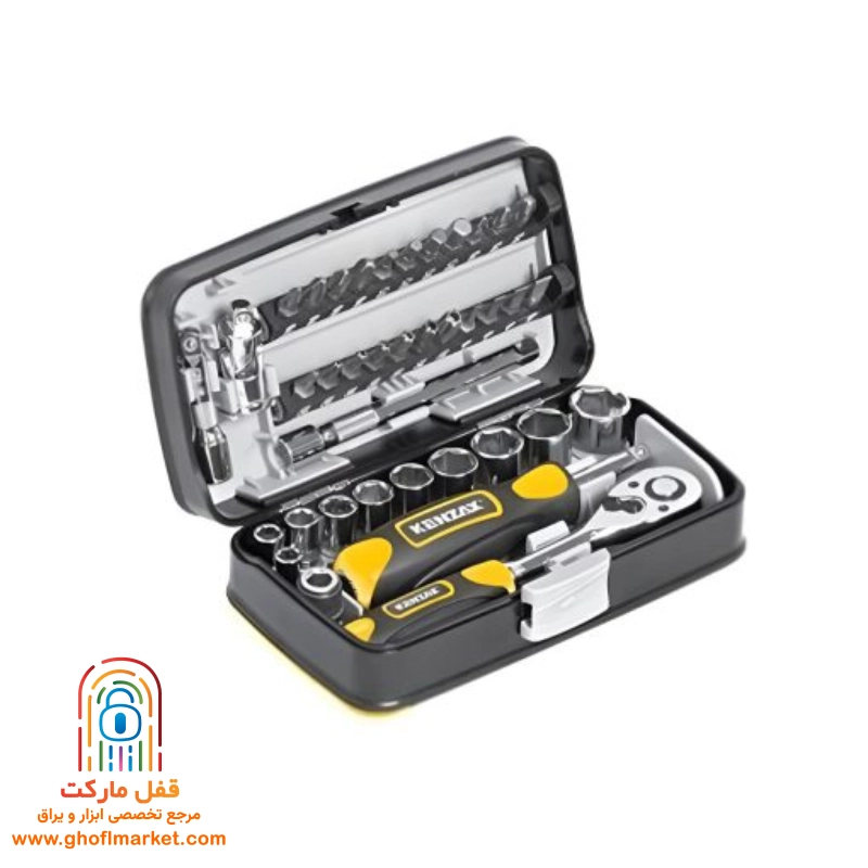 kenzax-socket-bit-set-38pcs-9438 تصویر جعبه بکس 38 پارچه کنزاکس مدل 9438
