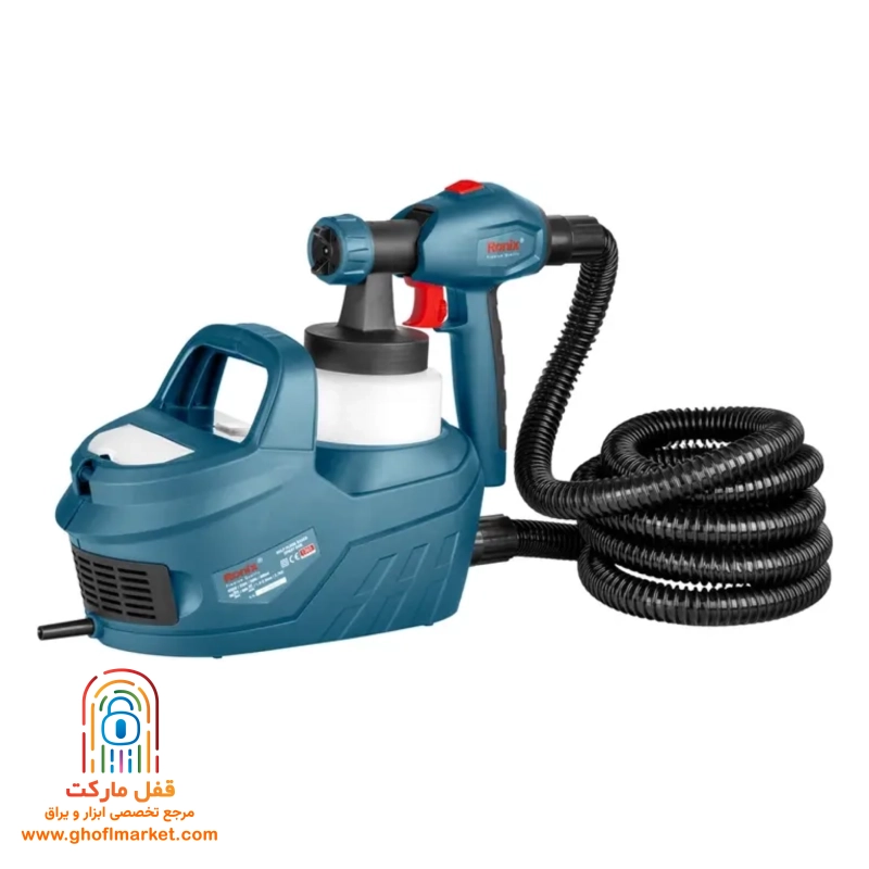 ronix-1365-paint-sprayer (1) پیستوله رنگ پاش برقی ثابت رونیکس 1365 با موتور 650 وات و مخزن 800 میلی لیتری