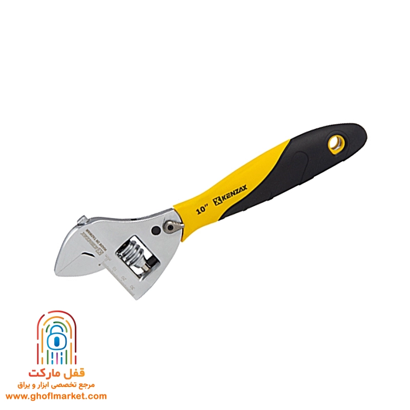 adjustable-wrench-kenzax-10inch آچار فرانسه کنزاکس مدل KWR-210 با بدنه فولادی سختکاریشده و پیچ تنظیم روان
