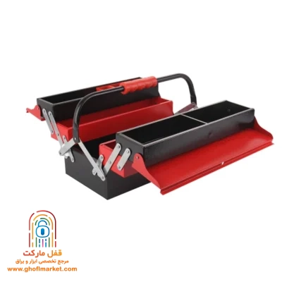 نمای باز جعبه ابزار فلزی سه طبقه آروا