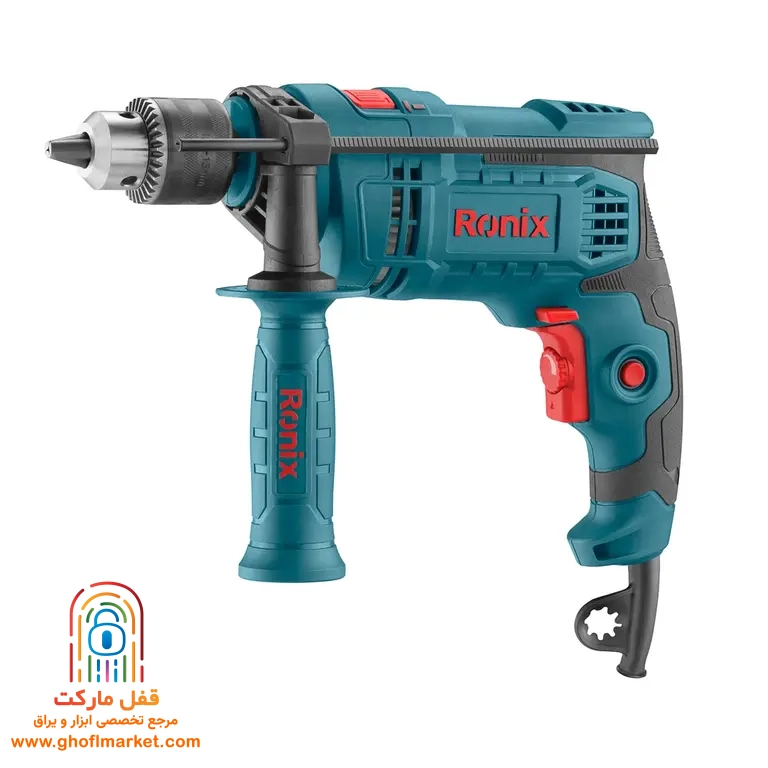 Ronix 2214 Hammer Drill نمای روبهرو از دریل چکشی رونیکس مدل 2214