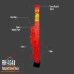 دسته تاشو ارگونومیک جک RH-4948 پایه پهن آج‌دار جک رونیکس RH-4948 مکانیسم دنده جغجغه‌ای جک RH-4948 پوشش الکترواستاتیک جک رونیکس RH-4948 جک RH-4948 در حال بلند کردن بار قفل خودکار اهرم جک رونیکس RH-4948