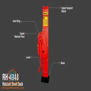 دسته تاشو ارگونومیک جک RH-4948 پایه پهن آجدار جک رونیکس RH-4948 مکانیسم دنده جغجغهای جک RH-4948 پوشش الکترواستاتیک جک رونیکس RH-4948 جک RH-4948 در حال بلند کردن بار قفل خودکار اهرم جک رونیکس RH-4948