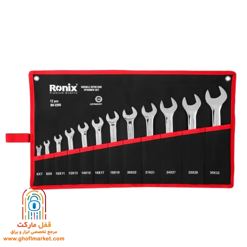 ronix-RH-2205-wrench-set-12pcs (4) تصویر ست آچار دو سر تخت رونیکس مدل RH-2205 در کیف رولی