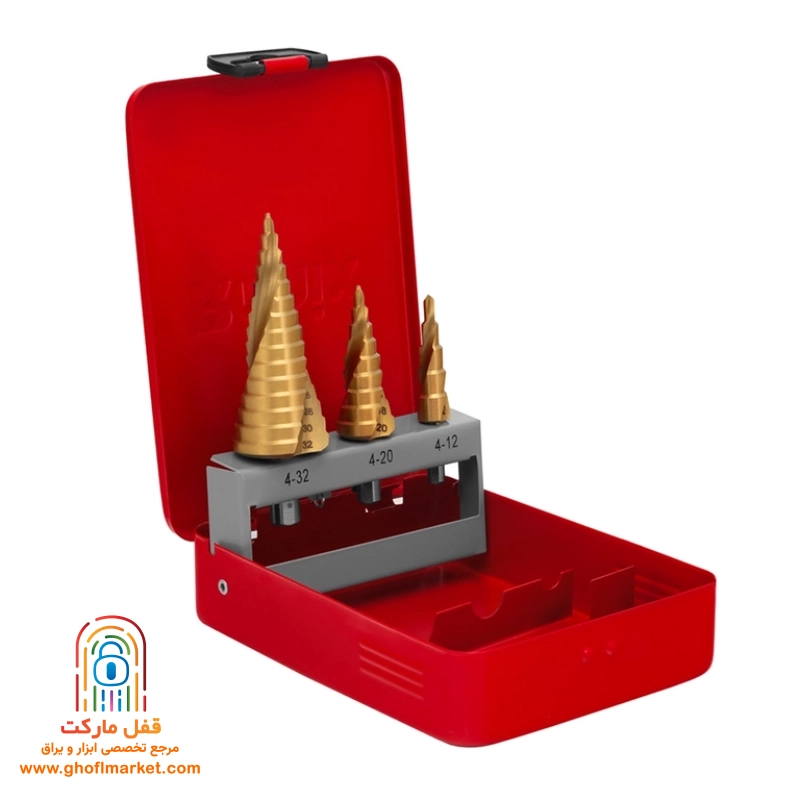 rh5903-set-front ست 3 عددی مته مخروطی مارپیچ رونیکس مدل RH-5903 با جعبه فلزی