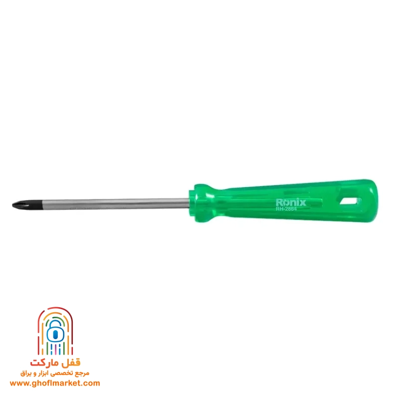 ronix-crystal-screwdriver-100x6 پیچ گوشتی تکی چهارسو کریستالی رونیکس RH-2864 سایز 100 در 6 میلی متر با دسته شفاف