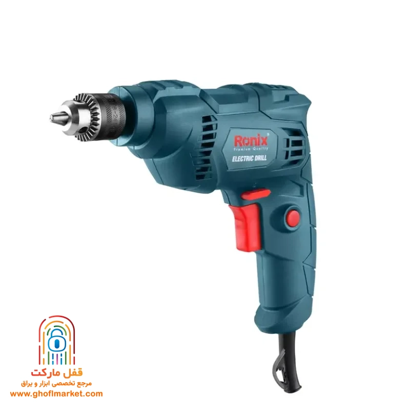 ronix-drill-2106b دریل برقی آچاری رونیکس 2106B با سهنظام ۶.۵ میلیمتری و دسته ارگونومیک