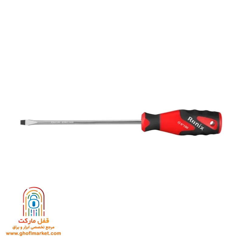ronix-flat-screwdriver-5x150 پیچ گوشتی تکی دوسو رونیکس RH-2757 سایز 150 در 5 میلی متر با دسته TPR