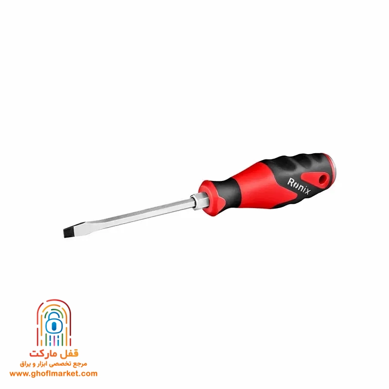 ronix-flat-screwdriver-6x100 پیچ گوشتی تکی دوسو رونیکس RH-2765 سایز 100 در 6 میلی متر با دسته TPR