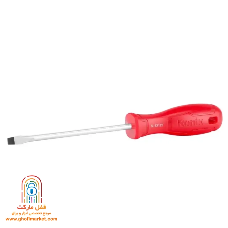 ronix-flat-screwdriver پیچ گوشتی دو سو رونیکس مدل RH-2774 سایز 6 در 125 میلی متر با دسته ارگونومیک