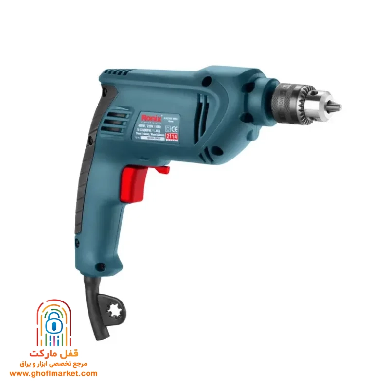 ronix-keyed-drill-2114 دریل برقی آچاری رونیکس 2114 با سهنظام ۱۰ میلیمتری و دسته ارگونومیک