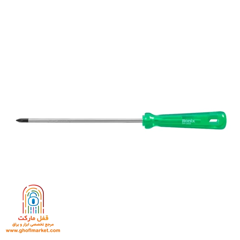 ronix-phillips-screwdriver پیچ گوشتی تکی چهارسو رونیکس مدل RH-2859 با سایز 150 در 5 میلی متر و دسته کریستالی