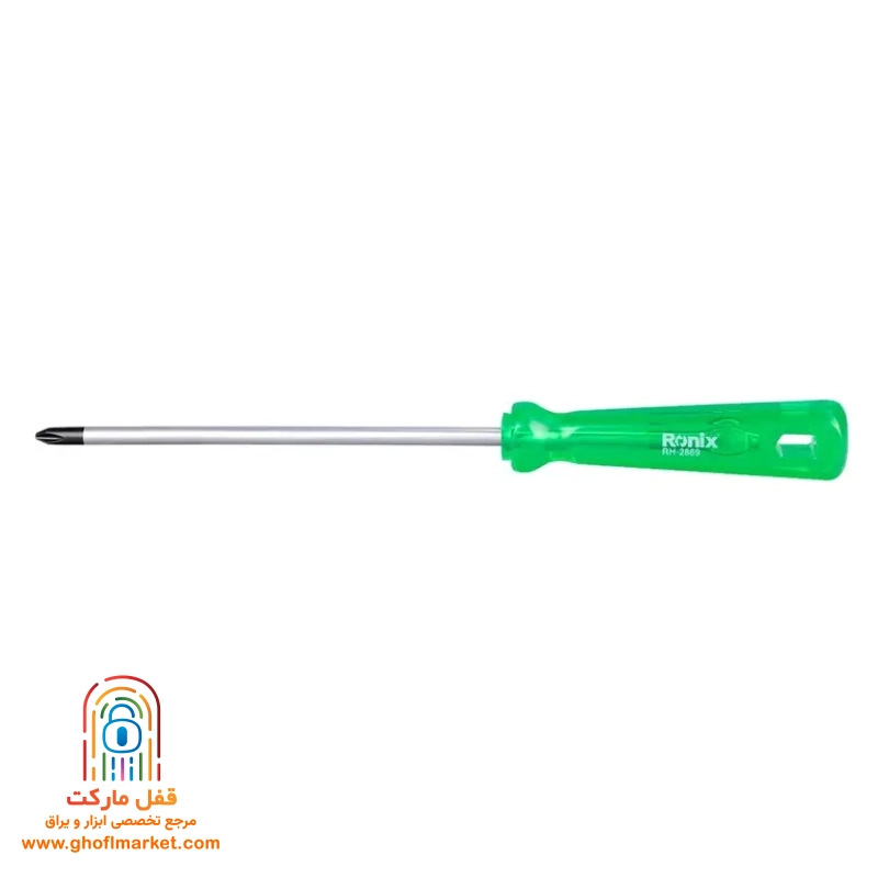 ronix-phillips-screwdriver پیچ گوشتی تکی چهارسو رونیکس مدل RH-2869 با سایز 150 در 6 میلی متر و دسته کریستالی