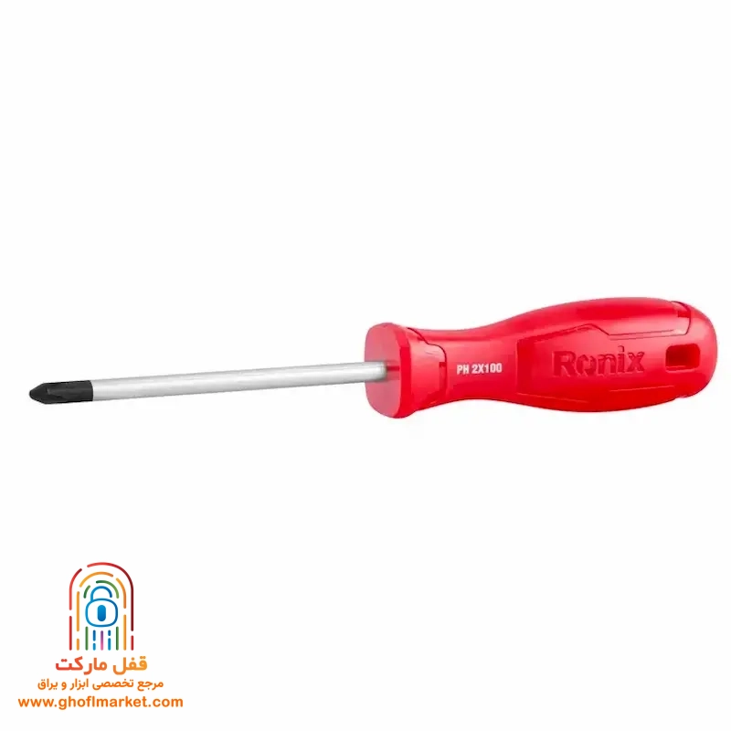 ronix-phillips-screwdriver پیچ گوشتی چهارسو رونیکس مدل RH-2873 با سایز 6 در 100 میلی متر و دسته پلی پروپیلن