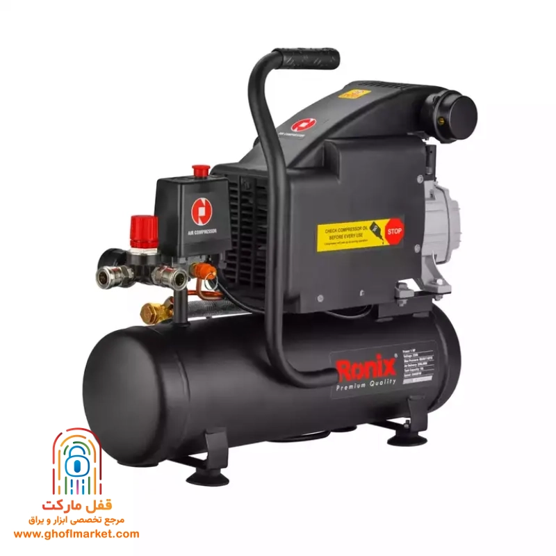 ronix-rc-1010-compressor کمپرسور باد 10 لیتری رونیکس مدل RC-1010 با موتور 1 اسب بخار