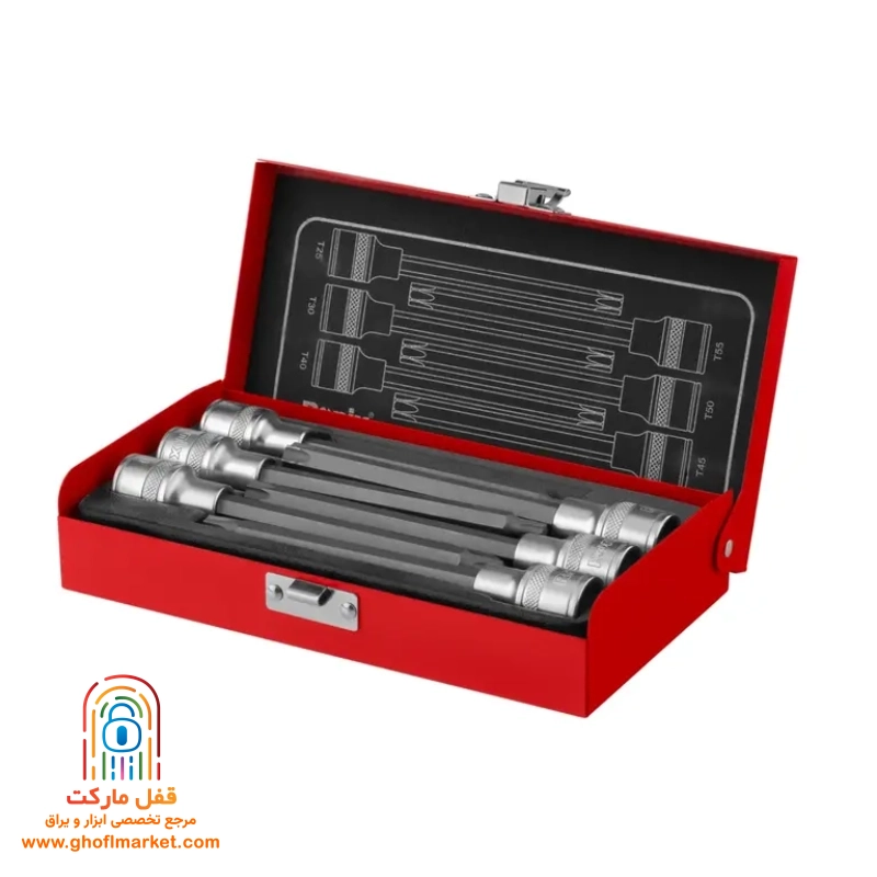 ronix-torx-bit-socket-set جعبه بکس 6 پارچه سری بیت تورکس رونیکس مدل RH-2691 با درایو 1/2 اینچ