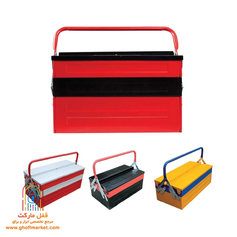 toolbox-yellow-blue جعبه ابزار فلزی 2 طبقه زرد آبی 46 سانتی ایران پتک مدل TG2311