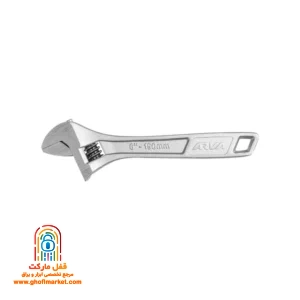 آچار فرانسه ۶ اینچ سفید آروا مدل ۴۴۰۱ با بدنه کروم وانادیوم و فک مدرج