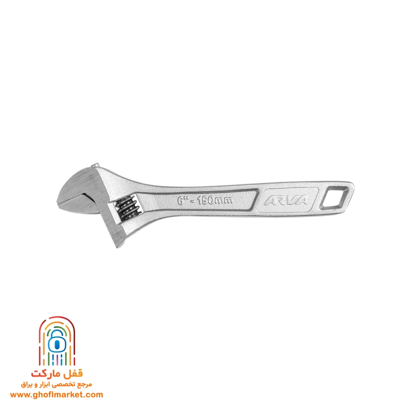 arva-4401-6-inch-adjustable-wrench آچار فرانسه ۶ اینچ سفید آروا مدل ۴۴۰۱ با بدنه کروم وانادیوم و فک مدرج