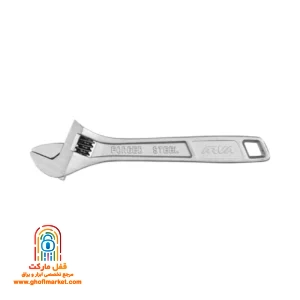 آچار فرانسه ۶ اینچ سفید آروا مدل ۴۴۰۱ با بدنه کروم وانادیوم و فک مدرج