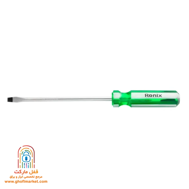 ronix-flathead-screwdriver پیچ گوشتی دو سو رونیکس مدل RH-2763 سایز 6 در 150 میلی متر با دسته کریستالی