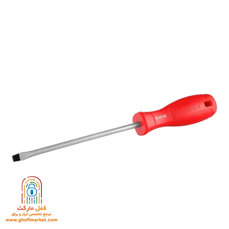 ronix-flathead-screwdriver پیچ گوشتی دو سو رونیکس مدل RH-2775 با سایز 6 در 150 میلی متر و دسته پلاستیکی