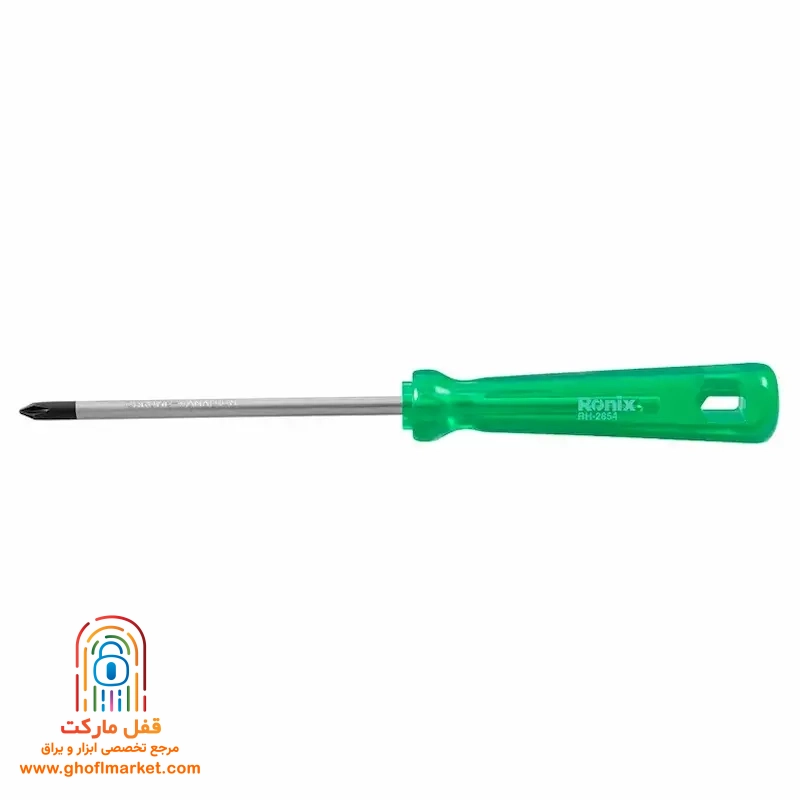 ronix-phillips-screwdriver (1) پیچ گوشتی چهارسو رونیکس مدل RH-2854 با سایز 5 در 100 میلی متر و دسته کریستالی