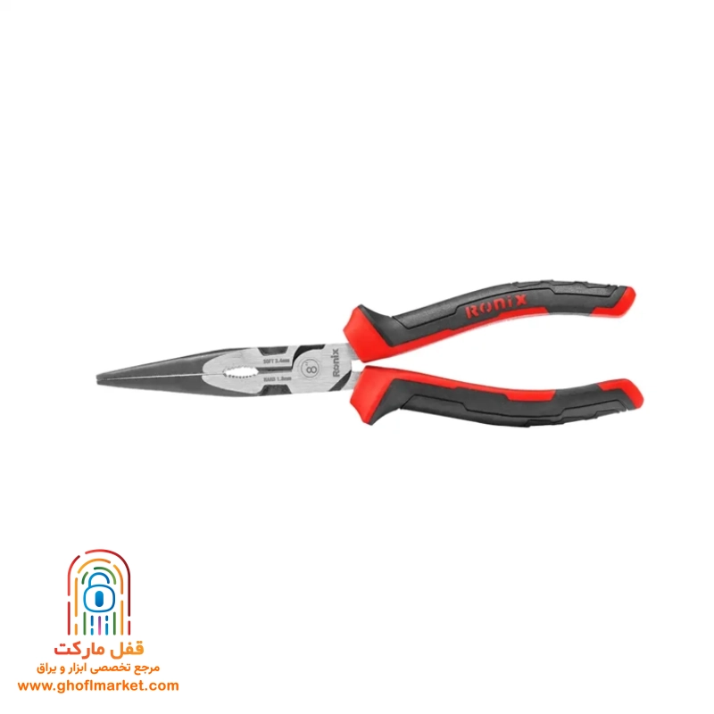 ronix-rh-1388-pliers دم باریک 8 اینچ رونیکس مدل ولف RH-1388 با فک دقیق و بدنه فولاد کروم وانادیوم